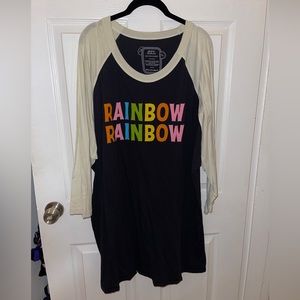 Big Bud Press Rainbow Rainbow Raglan Baseball Black Tee T-Shirt 6XL 3/4 Sleeve